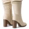 DREAM PAIRS Women’s Knee High Boots Pointed Toe Chunky Block Heel Suede Boots Comfortable for Women with Side Zipper Fashion Slouchy Fall Boots(Beige)