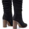 DREAM PAIRS Women’s Knee High Boots Pointed Toe Chunky Block Heel Suede Boots Comfortable for Women with Side Zipper Fashion Slouchy Fall Boots(Black)