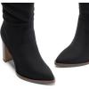 DREAM PAIRS Women’s Knee High Boots Pointed Toe Chunky Block Heel Suede Boots Comfortable for Women with Side Zipper Fashion Slouchy Fall Boots(Black)