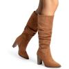DREAM PAIRS Women’s Knee High Boots Pointed Toe Chunky Block Heel Suede Boots Comfortable for Women with Side Zipper Fashion Slouchy Fall Boots(Camel)