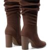 DREAM PAIRS Women’s Knee High Boots Pointed Toe Chunky Block Heel Suede Boots Comfortable for Women with Side Zipper Fashion Slouchy Fall Boots(Dark Brown)