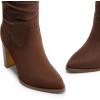 DREAM PAIRS Women’s Knee High Boots Pointed Toe Chunky Block Heel Suede Boots Comfortable for Women with Side Zipper Fashion Slouchy Fall Boots(Dark Brown)