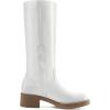 DREAM PAIRS Womens Knee High Boots Square Toe Platform Chunky Block Heel Banana Campus Boots for Women Comfortable Low Heel Side Zipper Womens Riding Tall Boots(White)