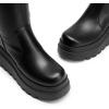 DREAM PAIRS Women’s Knee High Boots Wedge Platform Chunky Heel Round Toe Side Zipper Fashion Long Tall Sock Punk Goth Boots for Women(Black-pu)