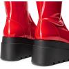 DREAM PAIRS Women’s Knee High Boots Wedge Platform Chunky Heel Round Toe Side Zipper Fashion Long Tall Sock Punk Goth Boots for Women(Red-pat)