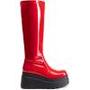 DREAM PAIRS Women’s Knee High Boots Wedge Platform Chunky Heel Round Toe Side Zipper Fashion Long Tall Sock Punk Goth Boots for Women(Red-pat)