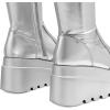 DREAM PAIRS Women’s Knee High Boots Wedge Platform Chunky Heel Round Toe Side Zipper Fashion Long Tall Sock Punk Goth Boots for Women(Silver)