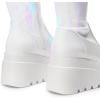 DREAM PAIRS Women’s Knee High Boots Wedge Platform Chunky Heel Round Toe Side Zipper Fashion Long Tall Sock Punk Goth Boots for Women(White-pat)