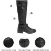 DREAM PAIRS Women’s Knee High Boots Wide Calf Low Heel Riding Boots Fall Tall Boots for Women(Black Pu-wide-calf)