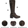 DREAM PAIRS Women’s Knee High Boots Wide Calf Low Heel Riding Boots Fall Tall Boots for Women(Brown Pu-wide-calf)
