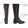 DREAM PAIRS Women’s Knee High Boots Wide Calf Low Heel Riding Boots Fall Tall Boots for Women(Brown Pu-wide-calf)