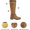 DREAM PAIRS Women’s Knee High Boots Wide Calf Low Heel Riding Boots Fall Tall Boots for Women(Camel-wide-t)