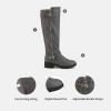 DREAM PAIRS Women’s Knee High Boots Wide Calf Low Heel Riding Boots Fall Tall Boots for Women(Grey)