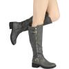 DREAM PAIRS Women’s Knee High Boots Wide Calf Low Heel Riding Boots Fall Tall Boots for Women(Grey)