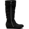 DREAM PAIRS Women’s Knee High Low Hidden Wedge Boots Suede Faux Fur Lining Side Zipper Knee High Buckle Boots(Black/Suede)