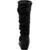 DREAM PAIRS Women’s Knee High Low Hidden Wedge Boots Suede Faux Fur Lining Side Zipper Knee High Buckle Boots(Black/Suede)