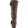 DREAM PAIRS Women’s Knee High Low Hidden Wedge Boots Suede Faux Fur Lining Side Zipper Knee High Buckle Boots(Brown)