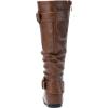 DREAM PAIRS Women’s Knee High Low Hidden Wedge Boots Suede Faux Fur Lining Side Zipper Knee High Buckle Boots(Light Brown)