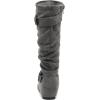 DREAM PAIRS Women’s Knee High Low Hidden Wedge Boots Suede Faux Fur Lining Side Zipper Knee High Buckle Boots(Ura-grey Suede)