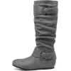 DREAM PAIRS Women’s Knee High Low Hidden Wedge Boots Suede Faux Fur Lining Side Zipper Knee High Buckle Boots(Ura-grey Suede)
