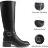 DREAM PAIRS Women’s Knee High Riding Boots Comfortable Low Chunky Heel Side Zipper Round Toe Casual Classic Ranching(Black)