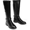 DREAM PAIRS Women’s Knee High Riding Boots Comfortable Low Chunky Heel Side Zipper Round Toe Casual Classic Ranching(Black-oil Skin)