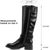 DREAM PAIRS Women’s Knee High Riding Boots Comfortable Low Chunky Heel Side Zipper Round Toe Casual Classic Ranching(Black-oil Skin)