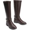 DREAM PAIRS Women’s Knee High Riding Boots Comfortable Low Chunky Heel Side Zipper Round Toe Casual Classic Ranching(Brown)