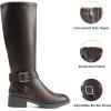 DREAM PAIRS Women’s Knee High Riding Boots Comfortable Low Chunky Heel Side Zipper Round Toe Casual Classic Ranching(Brown)