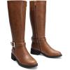 DREAM PAIRS Women’s Knee High Riding Boots Comfortable Low Chunky Heel Side Zipper Round Toe Casual Classic Ranching(Light Brown)