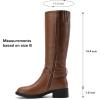 DREAM PAIRS Women’s Knee High Riding Boots Comfortable Low Chunky Heel Side Zipper Round Toe Casual Classic Ranching(Light Brown)