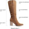 DREAM PAIRS Women’s Knee-High Boots, Comfortable Chunky Block Heel Pointed Toe Pull On Side Zipper Suede Slouch Riding Boots(Camel)