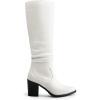 DREAM PAIRS Women’s Knee-High Boots, Comfortable Chunky Block Heel Pointed Toe Pull On Side Zipper Suede Slouch Riding Boots(White-pu)