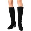 DREAM PAIRS Women’s Knee-High Boots Comfortable Chunky Block Heel Side Zipper(Black-suede)