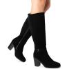 DREAM PAIRS Women’s Knee-High Boots Comfortable Chunky Block Heel Side Zipper(Black-suede)