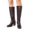 DREAM PAIRS Women’s Knee-High Boots Comfortable Chunky Block Heel Side Zipper(Brown-pu)