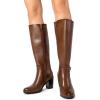 DREAM PAIRS Women’s Knee-High Boots Comfortable Chunky Block Heel Side Zipper(Tan-pu)