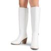 DREAM PAIRS Women’s Knee-High Boots Comfortable Chunky Block Heel Side Zipper(White-pu)