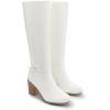 DREAM PAIRS Women’s Knee-High Boots Comfortable Chunky Block Heel Side Zipper(White-pu)