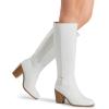 DREAM PAIRS Women’s Knee-High Boots Comfortable Chunky Block Heel Side Zipper(White-pu)
