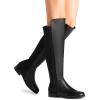 DREAM PAIRS Women’s Knee-High Boots Comfortable Flat Low Heel Round Toe Stretchy Suede Slouch Boots with Side Zipper(Black-pu)