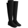 DREAM PAIRS Women’s Knee-High Boots Comfortable Flat Low Heel Round Toe Stretchy Suede Slouch Boots with Side Zipper(Black-suede)
