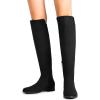 DREAM PAIRS Women’s Knee-High Boots Comfortable Flat Low Heel Round Toe Stretchy Suede Slouch Boots with Side Zipper(Black-suede)