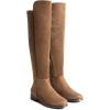 DREAM PAIRS Women’s Knee-High Boots Comfortable Flat Low Heel Round Toe Stretchy Suede Slouch Boots with Side Zipper(Brown-suede)