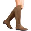 DREAM PAIRS Women’s Knee-High Boots Comfortable Flat Low Heel Round Toe Stretchy Suede Slouch Boots with Side Zipper(Brown-suede)