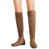 DREAM PAIRS Women’s Knee-High Boots Comfortable Flat Low Heel Round Toe Stretchy Suede Slouch Boots with Side Zipper(Brown-suede)