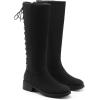 DREAM PAIRS Women’s Lace Up Back Knee High Fashion Boots Low Block Heel Riding Boots Round Toe Side Zipper Fall Boots(Black-nubuck)