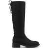 DREAM PAIRS Women’s Lace Up Back Knee High Fashion Boots Low Block Heel Riding Boots Round Toe Side Zipper Fall Boots(Black-nubuck)
