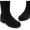 DREAM PAIRS Women’s Lace Up Back Knee High Fashion Boots Low Block Heel Riding Boots Round Toe Side Zipper Fall Boots(Black-nubuck)