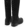 DREAM PAIRS Women’s Lace Up Back Knee High Fashion Boots Low Block Heel Riding Boots Round Toe Side Zipper Fall Boots(Black-nubuck)